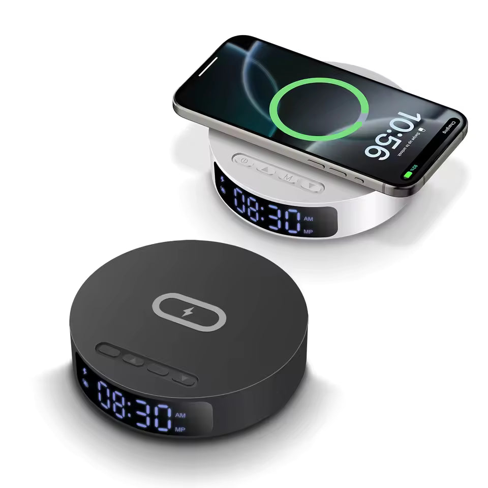 2 in 1 Wireless Charger, Alarm Clock for iPhone 16 15 14 13 12 11 Pro Max/8 , for Samsung S25/S23/S22/S21/S20/, Galaxy Buds