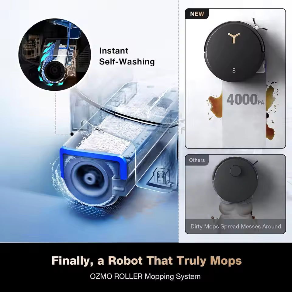 ECOVACS DEEBOT X8 PRO OMNI Robot Vacuum and Mop,OZMO ROLLERInstant SelfWashing Mopping,Mop Washing,Auto Cleaning Solution Adding