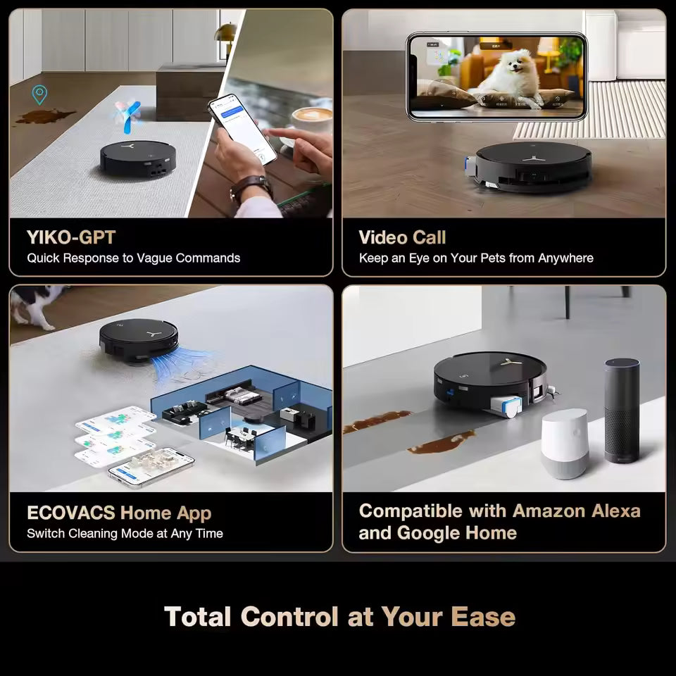 ECOVACS DEEBOT X8 PRO OMNI Robot Vacuum and Mop,OZMO ROLLERInstant SelfWashing Mopping,Mop Washing,Auto Cleaning Solution Adding